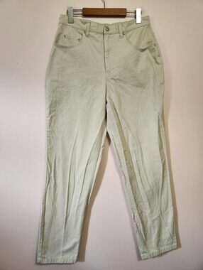 Vintage Bill Blass High Rise Cream 100% Cotton Denim Straight Leg Pants Size 12